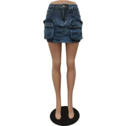 Women Spring/Summer Pocket Stretch Denim Skirts -Women Fashion Shop 3137f3eff3d7c757