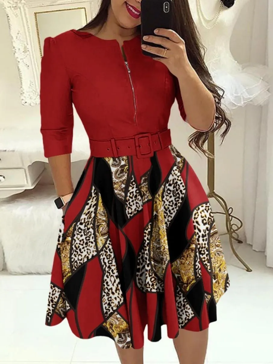 Women's Fashion Chic Long Sleeve Dress With Belt 3 Women's Fashion Chic Long Sleeve Dress With Belt
