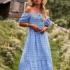 Women Holidays Off Shoulder Plaid Dress 2 Women Holidays Off Shoulder Plaid Dress -Women Fashion Shop 3204e175497b38ba