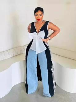 Women Sexy V Neck Big Bow Slit Dress 16 Women Sexy V Neck Big Bow Slit Dress -Women Fashion Shop 322b903fec8adf37