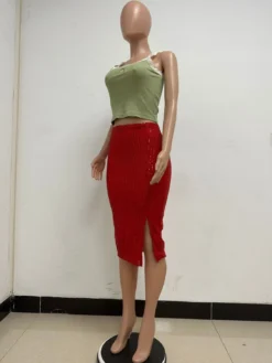 Women Slit Bodycon Sequined Skirt -Women Fashion Shop 323404c6db8731d5