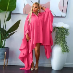 Plus Size Women's Autumn And Winter Fashion Irregular Cardigan Solid Color Loose Dress -Women Fashion Shop 3282b8b0b9a6b49b