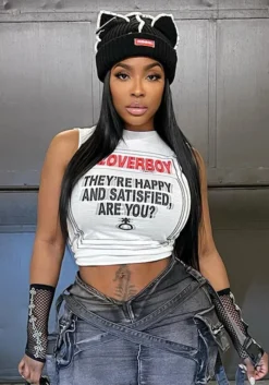 Trend Letter Print Round Neck Sleeveless Vest Top -Women Fashion Shop 32d1cac761eb5b8c