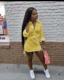 Ladies Solid Deep V Shirt Dress 31 Ladies Solid Deep V Shirt Dress -Women Fashion Shop 333274de8203ab70