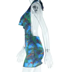 Women Printed Sexy Halter Neck Sleeveless Bodycon Dress -Women Fashion Shop 333e43c18b4ec027