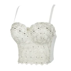 Sexy Low Back Lace Embroidered Beaded Wrap Chest Strap Tank Top -Women Fashion Shop 334465d14d624073