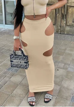 Women Fashion Cut Out Solid Maxi Dress -Women Fashion Shop 336f478c20fc77c2