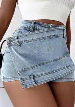 Plus Size Women's A-Line High Waist Irregular Wide-Leg Shorts Women's Summer Slim Fit Denim Skirt Shorts Trendy -Women Fashion Shop 3414f809f6772c3d