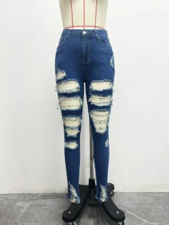 Style Trendy Ripped Women's Tight Denim Pants -Women Fashion Shop 35af2202718922bb