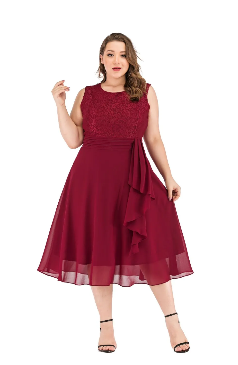 Women Chiffon Lace Dress 10 Women Chiffon Lace Dress - Image 8