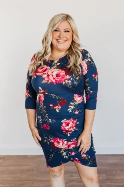 Sprint Women'S Three Quarter Sleeve Floral Printed Irregular Casual Dress -Women Fashion Shop 360cd5ed2ee339dc