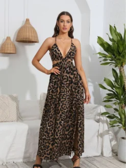 Women Leopard V-Neck Strap Maxi Dress 13 Women Leopard V-Neck Strap Maxi Dress -Women Fashion Shop 365fea353940ba17