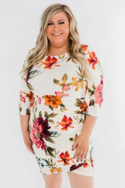 Sprint Women'S Three Quarter Sleeve Floral Printed Irregular Casual Dress -Women Fashion Shop 36d2facac3731a04