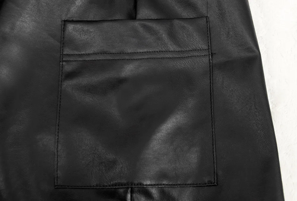 High Collar Solid Color Long Sleeve Loose Pu Dress 19 High Collar Solid Color Long Sleeve Loose Pu Dress - Image 17