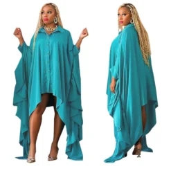 Plus Size Women's Autumn And Winter Fashion Irregular Cardigan Solid Color Loose Dress -Women Fashion Shop 3850f091a4d8d949