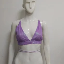 Women Summer Sexy Hot Backless Lace-Up Sequin Bikini Top -Women Fashion Shop 38bc6980878bda23