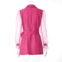 Spring Sexy See-Through Mesh Long Sleeve Double Breasted Slim Waist Chic Women Blazer Dress -Women Fashion Shop 391b340b4b1efe4c