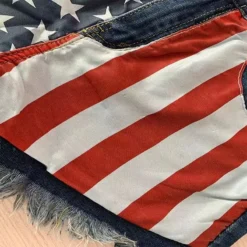 Women American Flag Ripped Tassel Denim Shorts -Women Fashion Shop 399a7f7e7f314fd6