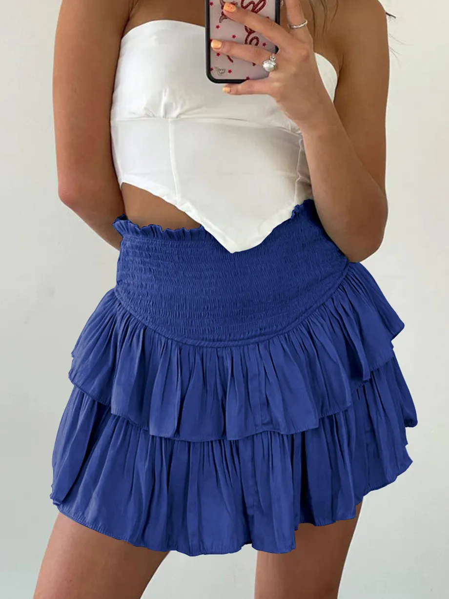 Fashion Plain Women Summer Fashion Pleated Skirt Sexy Ruffle Skirt 17 Fashion Plain Women Summer Fashion Pleated Skirt Sexy Ruffle Skirt - Image 15