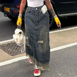 Pocket Distressed Ripped Straight Fit Loose Denim Skirt 13 Pocket Distressed Ripped Straight Fit Loose Denim Skirt -Women Fashion Shop 3b8ae26ca4c13b5c
