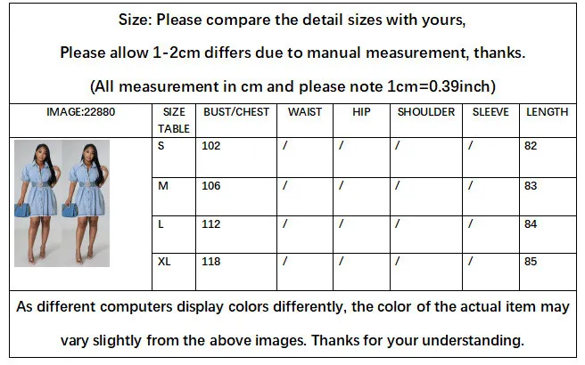 Women Casual Turndown Collar Short Sleeve Denim Shirt Dress 5 Women Casual Turndown Collar Short Sleeve Denim Shirt Dress - Image 3