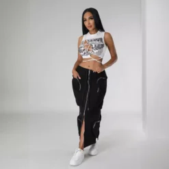 Plus Size Women Waist Cord Zipper Cargo Skirt -Women Fashion Shop 3c57bbd355f1007a