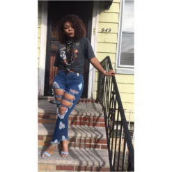 Style Trendy Ripped Women's Tight Denim Pants -Women Fashion Shop 3c7d759ef7b548ed