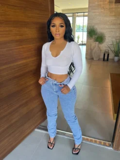 Women's Bandage Slim Fit Denim Ladies Long Pants 16 Women's Bandage Slim Fit Denim Ladies Long Pants -Women Fashion Shop 3c91b39a587ab944