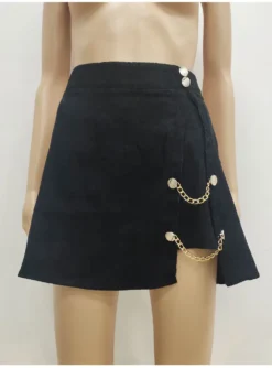 Women's Summer Sexy High Waist Slit Slim Chain Slit Skirt -Women Fashion Shop 3cc3ca0a3dffe80b