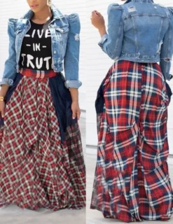 Summer High Waist Plaid Print Long Skrit 10 Summer High Waist Plaid Print Long Skrit -Women Fashion Shop 3dbc5ffa396d94ae