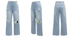 Women Ripped Denim Washed Wide Leg Straight Pants -Women Fashion Shop 3e0c96b8d99a9f6c