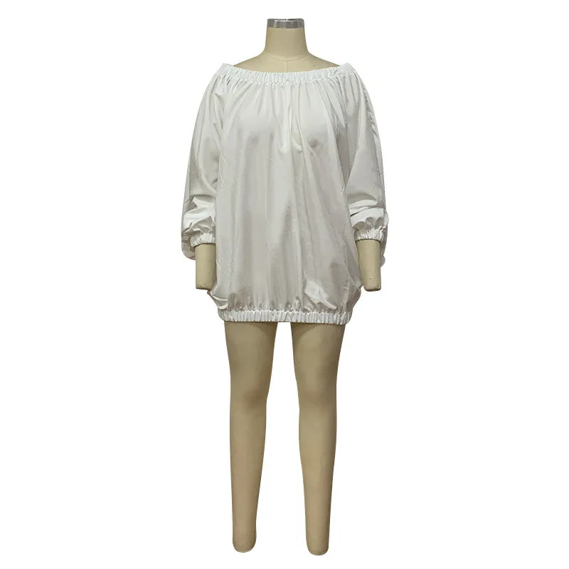 Women Loose Bat Sleeves Off Shoulder Dress 8 Women Loose Bat Sleeves Off Shoulder Dress - Image 6