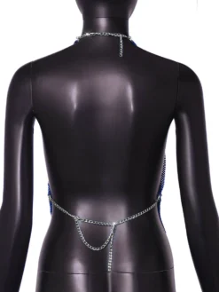 Sexy Nightclub Metallic Sparkling Diamonds Low Back Square Neck Camisole -Women Fashion Shop 3fd316330b7462fa