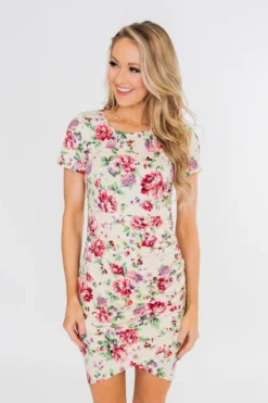 Women Cropped Round Neck Print Short Sleeve Dress -Women Fashion Shop 4032cce3d44d88d3