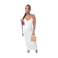 Women's Summer Kardashian Invisible Transparent Suspender Solid Color Long Dress -Women Fashion Shop 4186412b9429f544