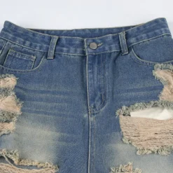 Women American Ripped Washed Loose Denim Straight Pants -Women Fashion Shop 41c2bf004321e236