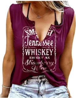 Women'S Summer Tank Top Letter Print V-Neck Sleeveless T-Shirt -Women Fashion Shop 41e5ad6d7a5d30d8