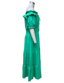 Spring Women's Fashion Chic Off Shoulder Short Sleeve A-Line Long Dress -Women Fashion Shop 43470e3cbda257a8