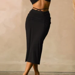 Women'S Fall/Winter Pleated Lace Up Tight Fitting Bodycon Long Skirt -Women Fashion Shop 4398571cb3f411cf