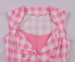 Women's Slim Waist Patchwork Sleeveless Pink Plaid Vintage A-Line Swing Dress 31 Women's Slim Waist Patchwork Sleeveless Pink Plaid Vintage A-Line Swing Dress -Women Fashion Shop 440e5eea7dae9097