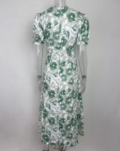 Women's Chic Career Floral Square Neck Sexy Slit Dress -Women Fashion Shop 45c2eb0c01486f2b