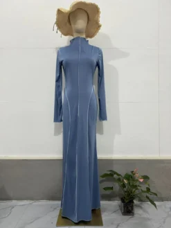 Spring Women's Slim Waist Slim Fit Bodycon Long Dress -Women Fashion Shop 465a51d5638362ae