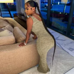 Women's Summer Fashion Sexy Slim Fit Slash Shoulder Sleeveless Dress -Women Fashion Shop 47be9fb6793f8067