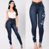 Denim Pants Embroidered Stretch Pencil Pants High Waist Trousers Women Jeans -Women Fashion Shop 4812462791caf1e1