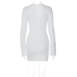 Fall Women Sexy Strap Solid Round Neck Long Sleeve Bodycon Dress -Women Fashion Shop 48569c2761bc48be