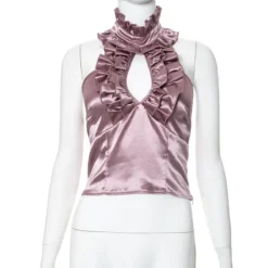 Women American Lace Hollow Sleeveless Stand Collar Top -Women Fashion Shop 486b42f67e769efe