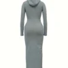 Women 's Solid Color Long Sleeve Hooded Slim Fit Dress 2 Women 's Solid Color Long Sleeve Hooded Slim Fit Dress -Women Fashion Shop 48829d894563f7d4