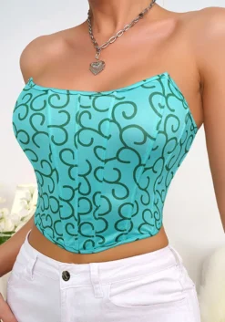 Women Sexy Print Strapless Fishbone Autumn Women Clothing Basics Top -Women Fashion Shop 48ee3349bd42d8f9