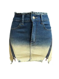 Women's Distressed Sexy Zipper Stretch Denim Skirt -Women Fashion Shop 4a5bd4332a7f87e7