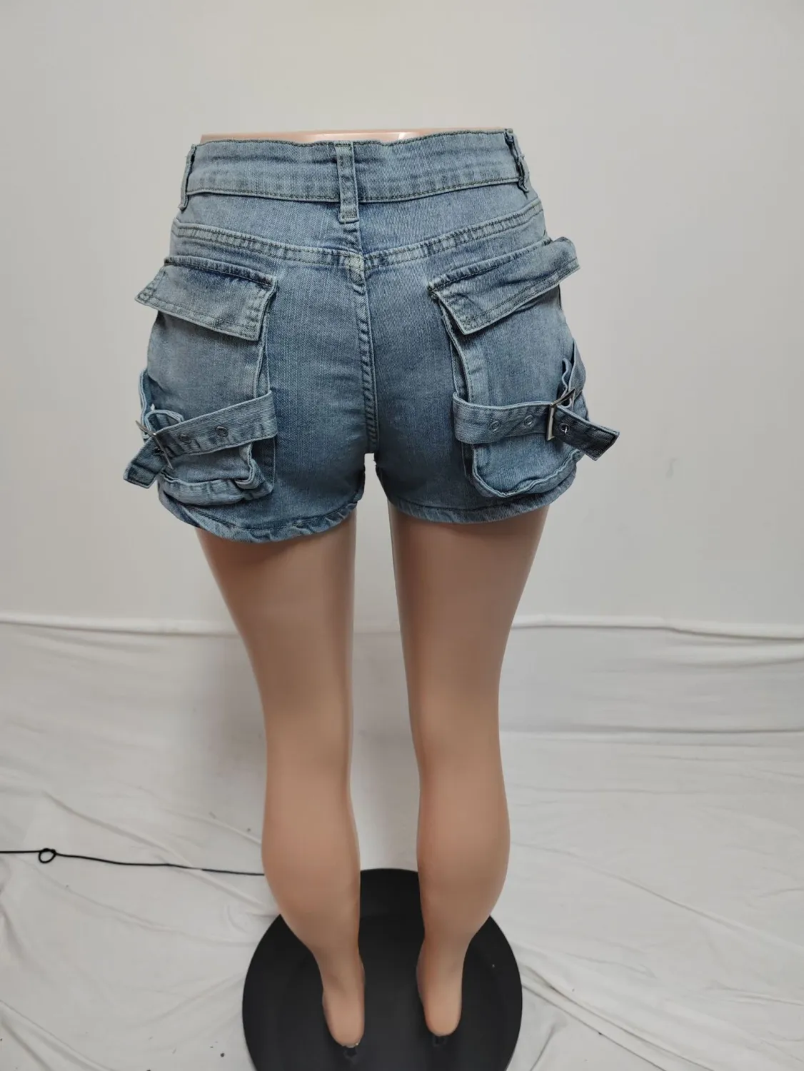 Women Cargo Stretch Denim Shorts 5 Women Cargo Stretch Denim Shorts - Image 3